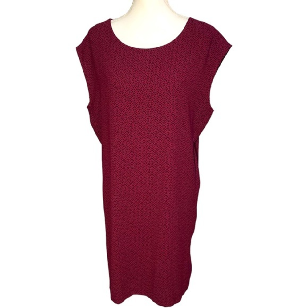 Loft Spotted Dotted Shift Dress Red &‎ Black Sleeveless Scoop Neck